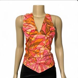 Sage Pink and Orange Women's Blouse